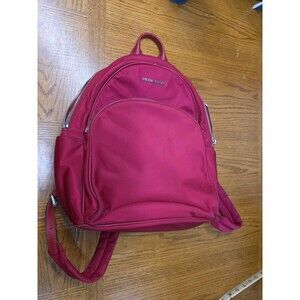 Michael Kors Nylon Raspberry Red Backpack Gold Hardware Strap Wear